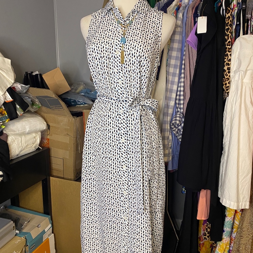 Banana Republic Black and White Patterned Maxi Dress